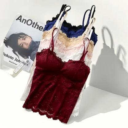EtherealBe lace camisole set in burgundy white blush blue layered on table sexy camisole lingerie for women