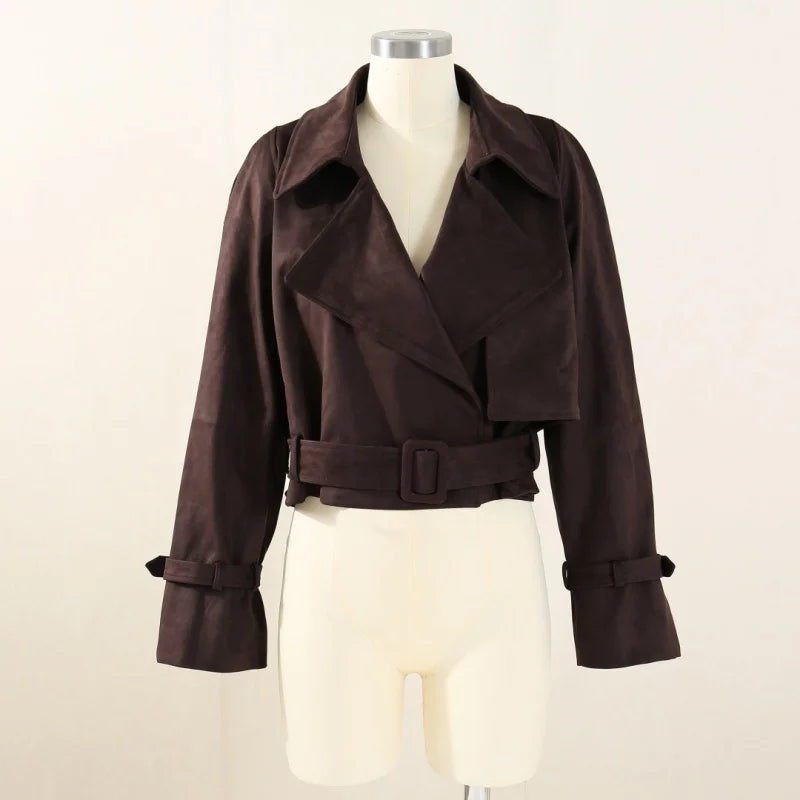 EtherealBe women's faux leather cropped jacket, Belted Suede