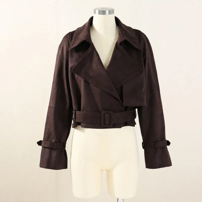 EtherealBe women's faux leather cropped jacket, Belted Suede