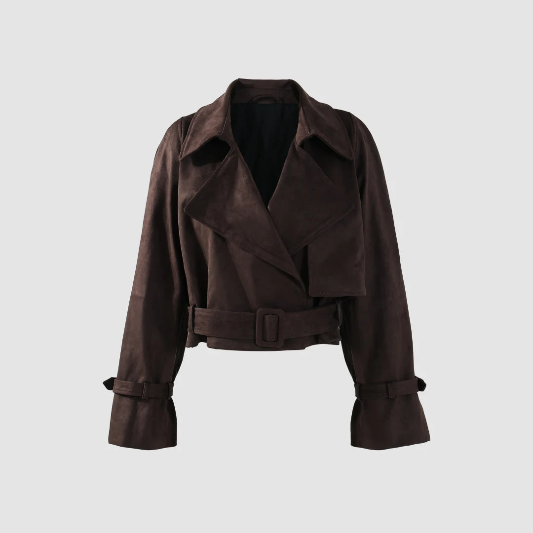 EtherealBe women's faux leather cropped jacket, Belted Suede