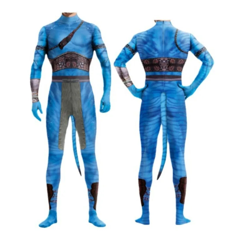 EtherealBe avatar cosplay costume for adults featuring a full-body design with detailed blue patterns