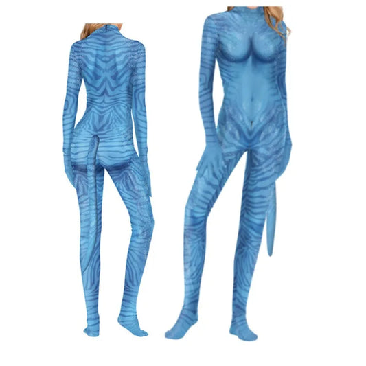 EtherealBe avatar cosplay costume for adults in blue with detailed texture design for immersive dressing