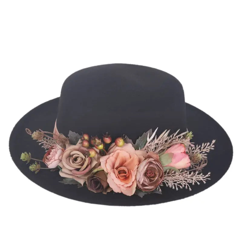 EtherealBe Basin flower fedora hat adorned with an array of beautiful floral accents