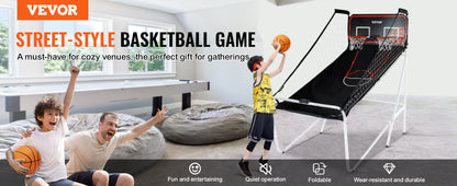 VEVOR Foldable Basketball Arcade Game 2 Player Indoor Basketball Game Home Dual Shot Sport w/ 4 Balls 8 Game Modes for Kid Adult