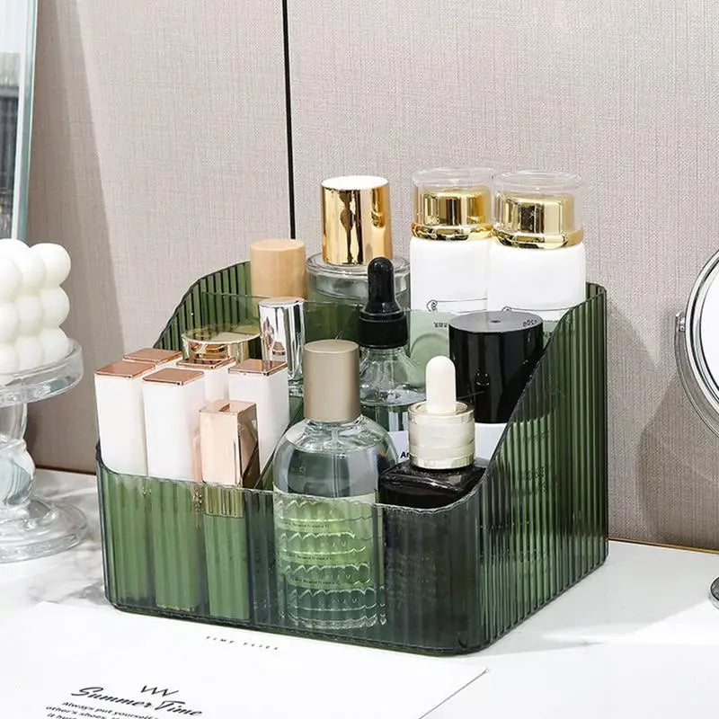 EtherealBe Bathroom Vanity Organizer for Cosmetics in Green Glass with Multiple Compartments