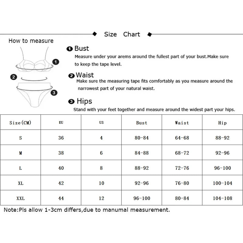 EtherealBe size chart showing bust waist hip measurements and measuring guide for lace nightgown set for women