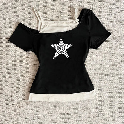 EtherealBe black and white star print top with a stylish design and comfortable fit