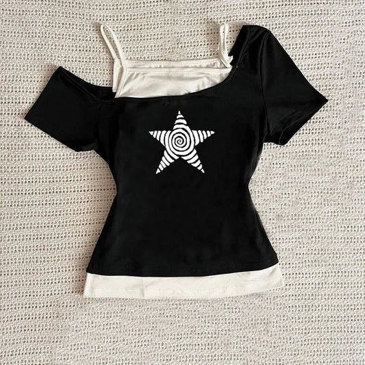 EtherealBe black and white star print top with a stylish design and comfortable fit