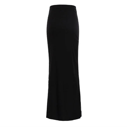 Elegant black high waist maxi skirt for versatile styling and comfort in every season