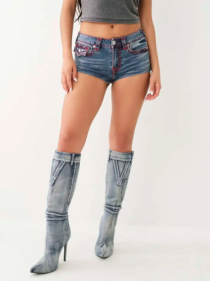 EtherealBe Blue Jean Shorts with Contrast Stitching