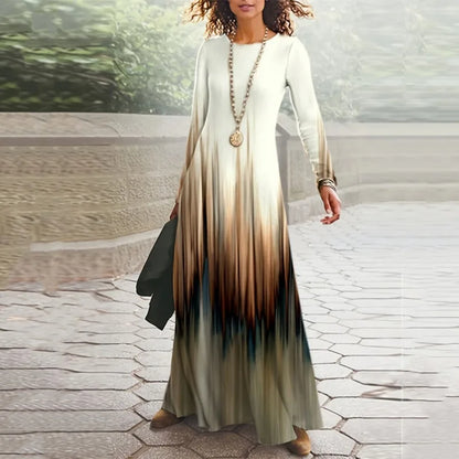 EtherealBe bohemian long sleeve evening dress with a gradient design for elegant occasions