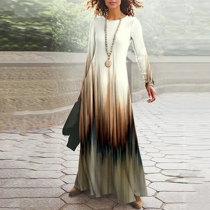 EtherealBe bohemian long sleeve evening dress with a gradient design, perfect for elegant occasions