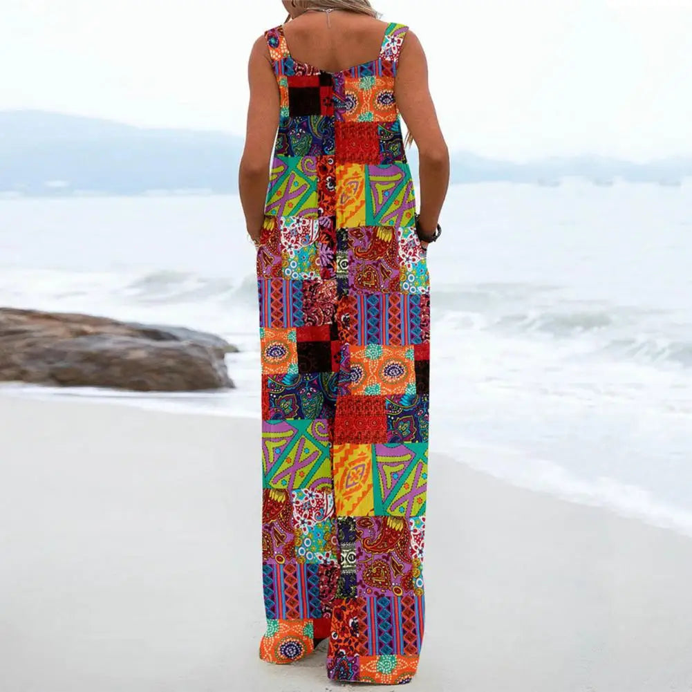 Colorful EtherealBe boho chic jumpsuit with pockets, ideal for summer beach outings