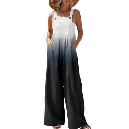 EtherealBe boho chic jumpsuit with pockets in ombre design, perfect for casual summer outings