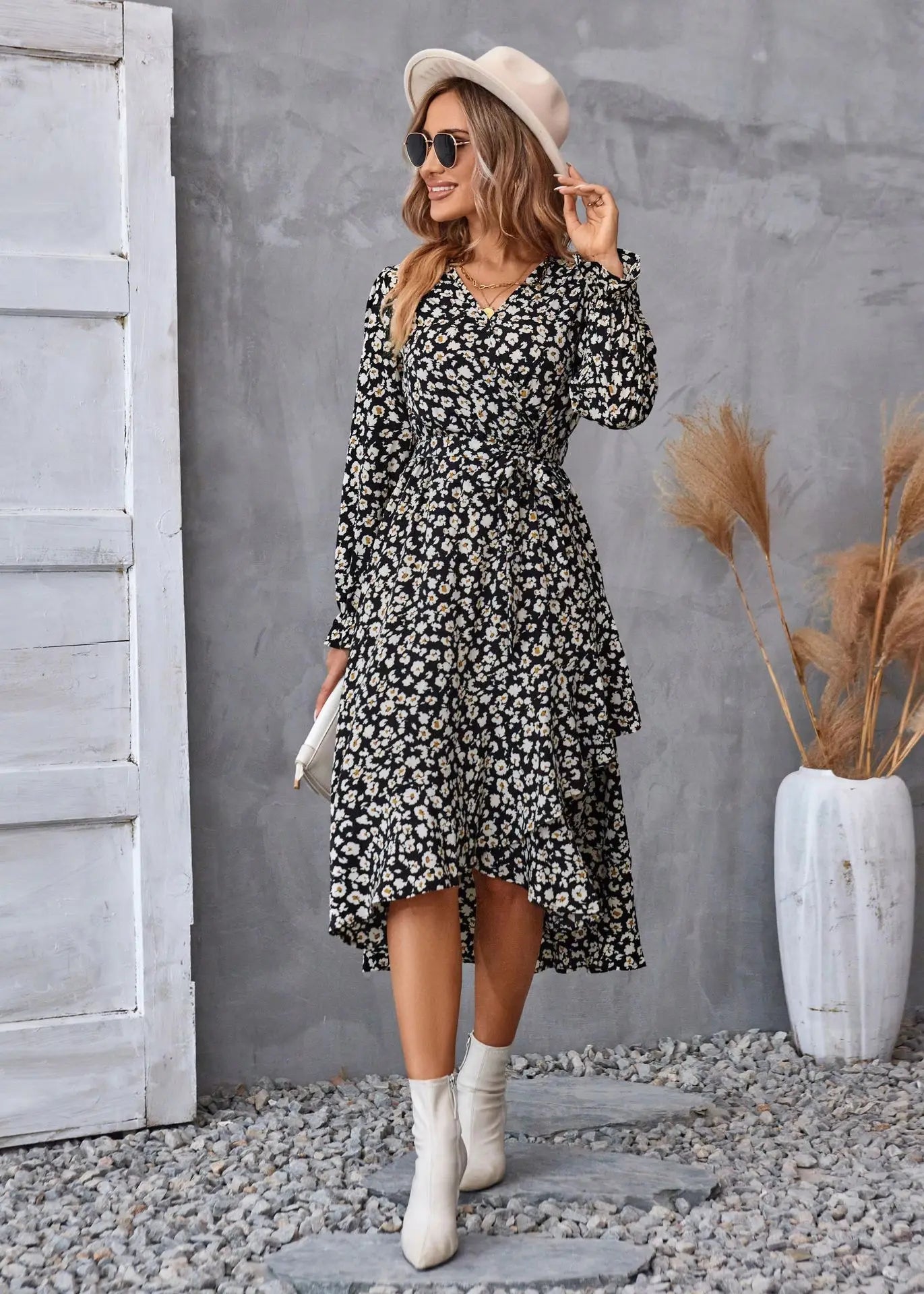 EtherealBe Boho Dress Patel Design for Women with Floral Print and Flowy Silhouette