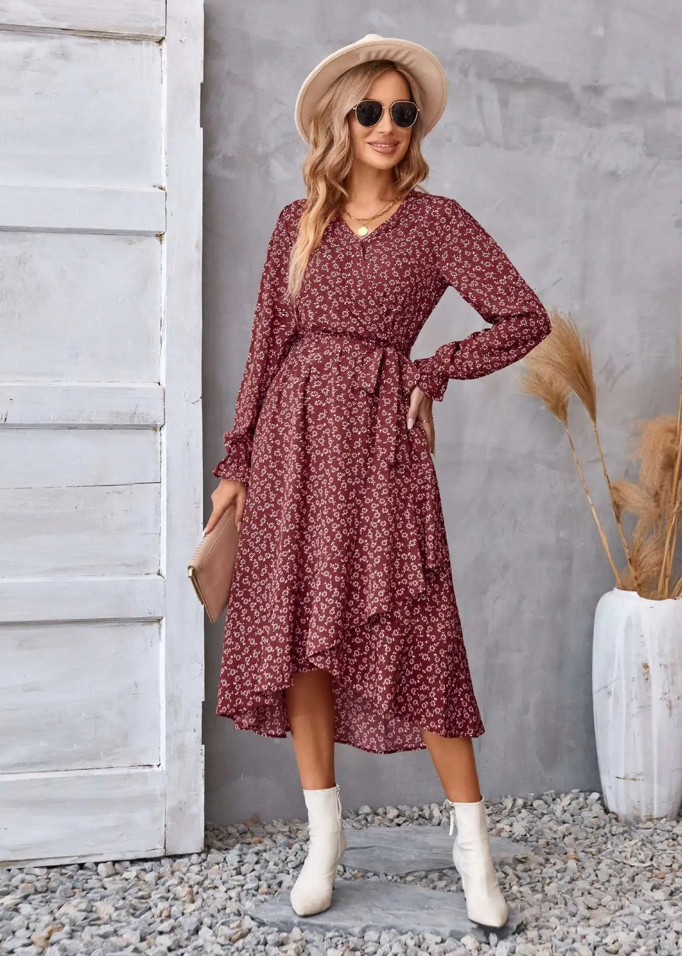 EtherealBe boho dress patel design for women featuring a flowy silhouette and stylish belt detail