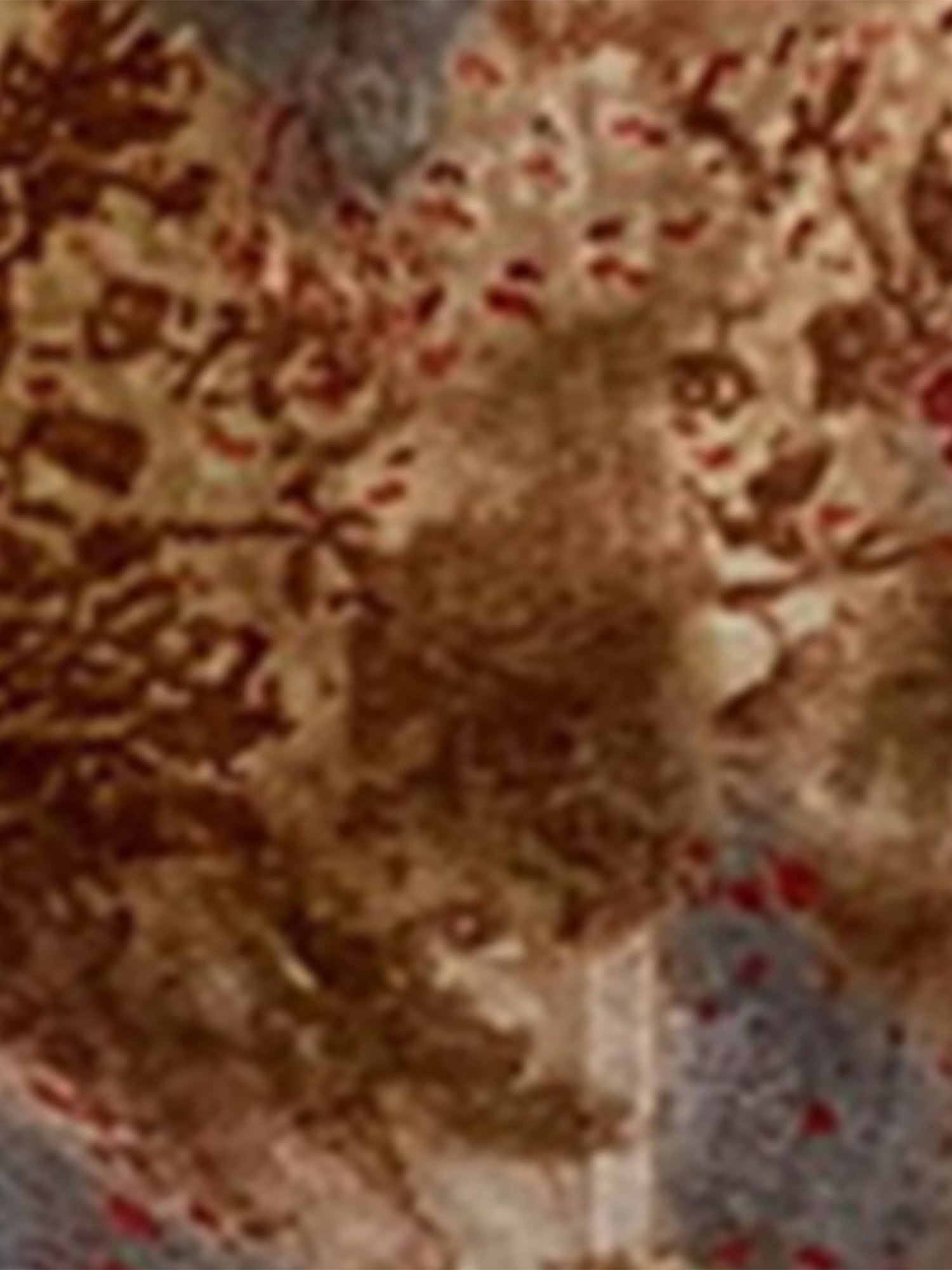 EtherealBe brown abstract floral fabric close up for flare sleeve autumn dresses women showing textured soft drape and fall colors