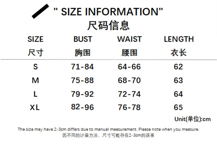 EtherealBe size chart showing bust waist and length measurements in cm for S M L XL with fitted strap party dress for women