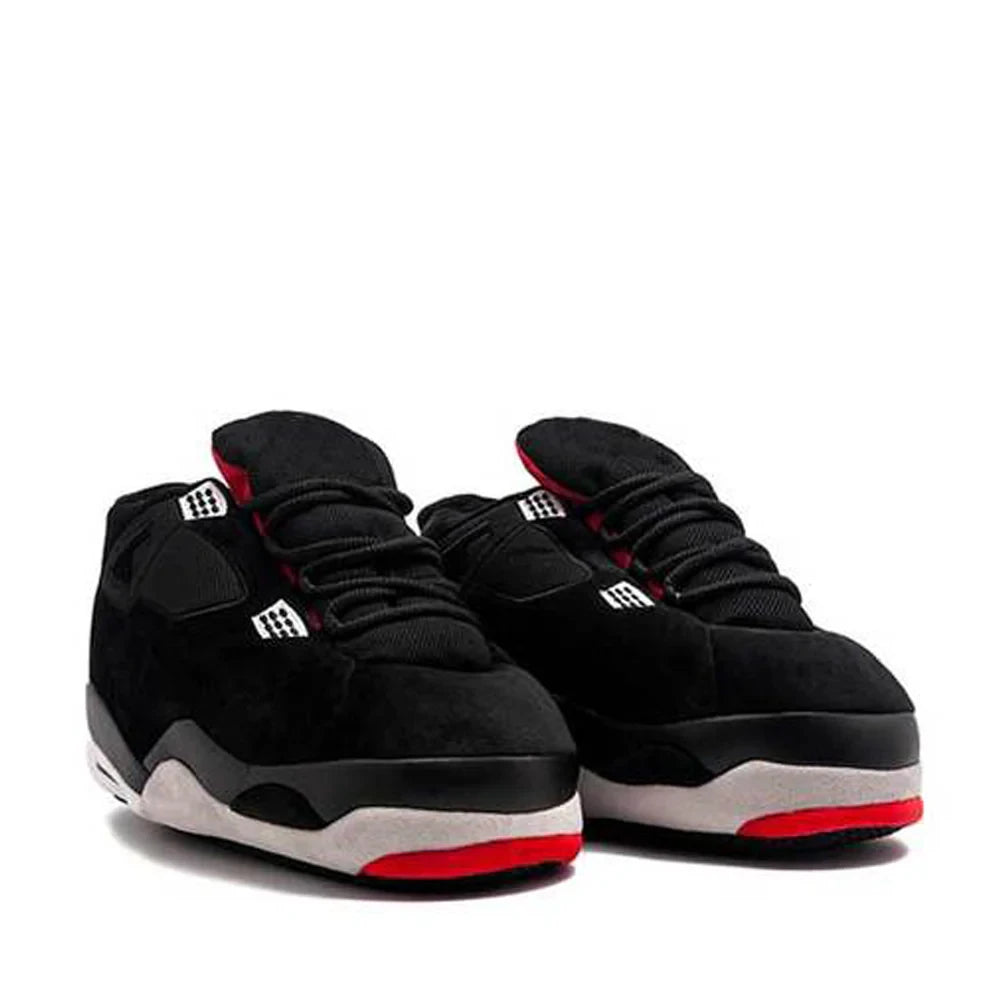 EtherealBe bread foam sneakers slippers in black with red accents and a comfortable design