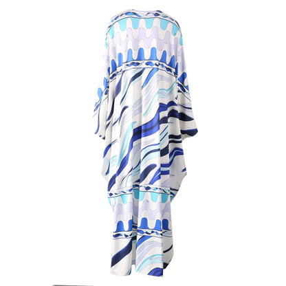 EtherealBe breathable round neck fashion vestido with colorful wave patterns for stylish summer wear