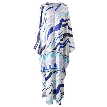 EtherealBe breathable round neck fashion vestido in a colorful wave pattern for stylish summer wear