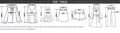 Size table for women's clothing, including measurements for breathable shapewear underwear for women