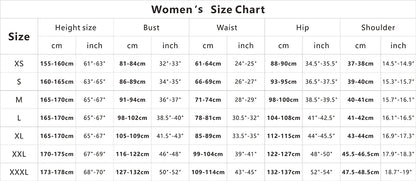 EtherealBe Britney Spears Halloween costume size chart for women showing various sizes and measurements