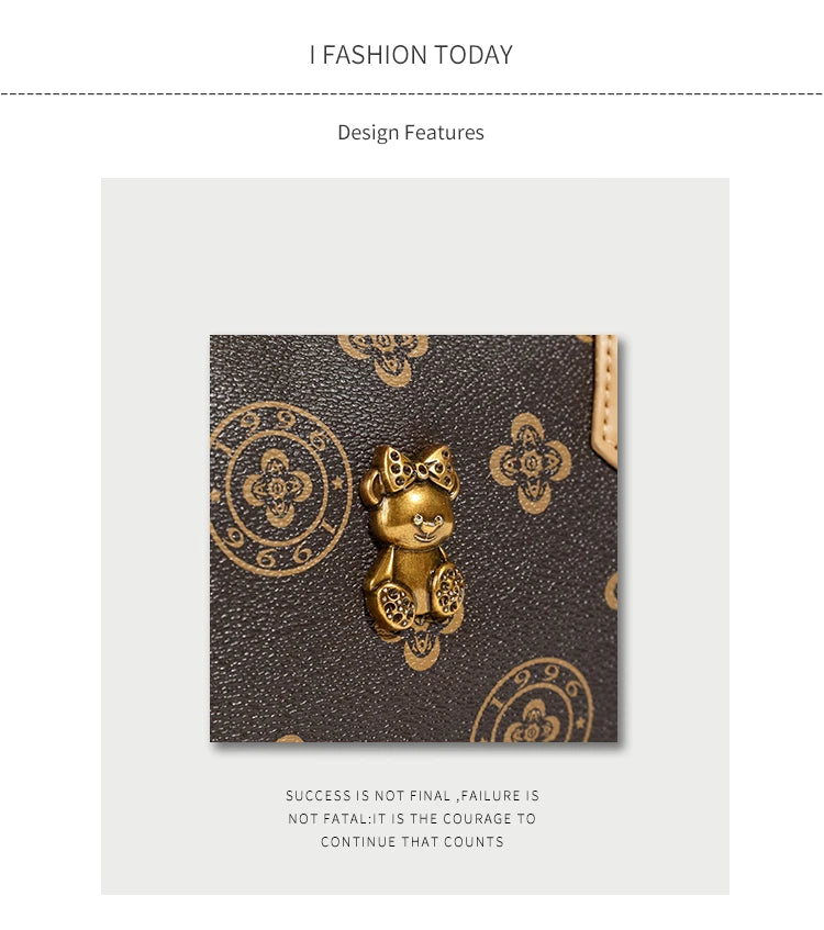 EtherealBe designer leather tote bag with unique charm embellishment and elegant pattern detail