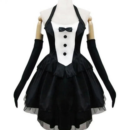 EtherealBe bunny tuxedo Halloween cosplay costume featuring a black and white dress with gloves