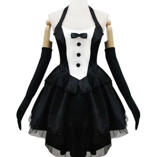EtherealBe bunny tuxedo Halloween cosplay costume featuring a black and white dress with gloves