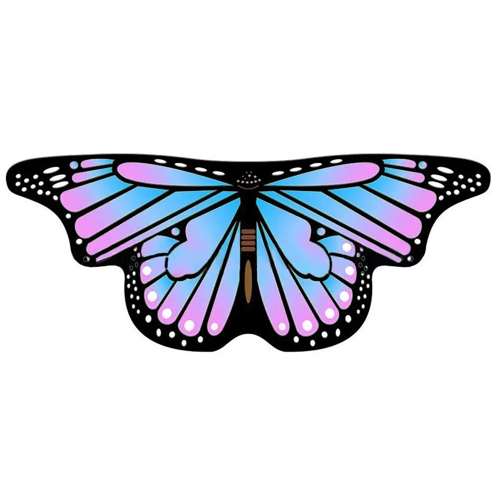 Colorful butterfly elf stage costume for kids featuring vibrant blue and pink wing design