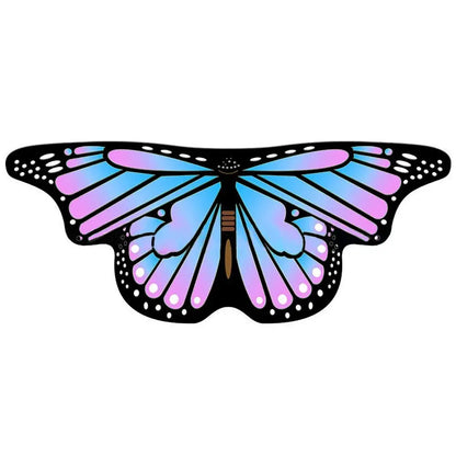 Colorful butterfly elf stage costume for kids featuring vibrant blue and pink wing design