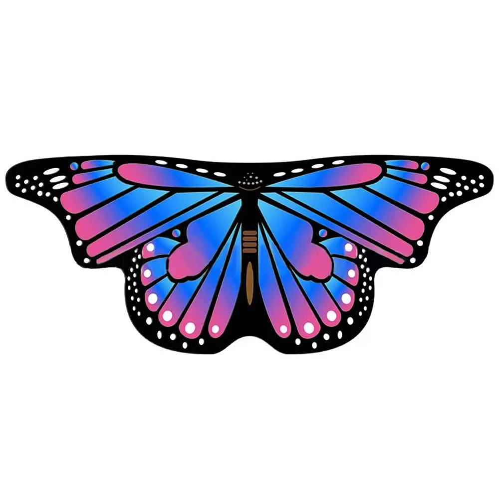 Colorful butterfly elf stage costume for kids with vibrant blue and pink wings