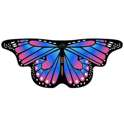 Colorful butterfly elf stage costume for kids with vibrant blue and pink wings