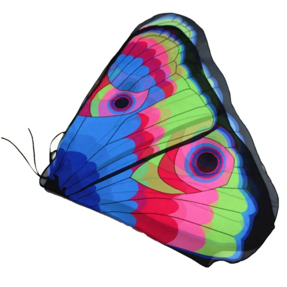 Colorful butterfly elf stage costume for kids featuring vibrant blue, pink, and green wings