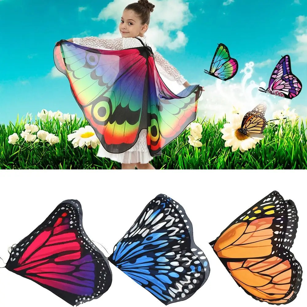 Colorful butterfly elf stage costume for kids with vibrant wings in multiple styles