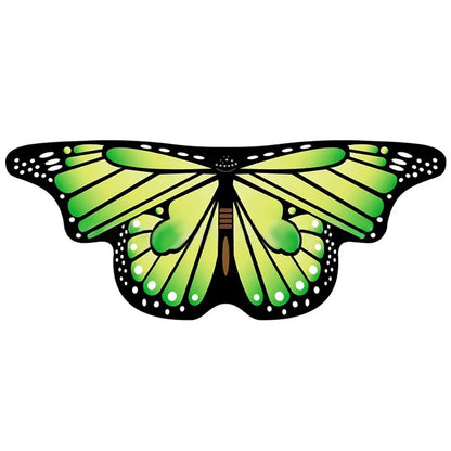 Colorful butterfly elf stage costume for kids featuring vibrant green wings design