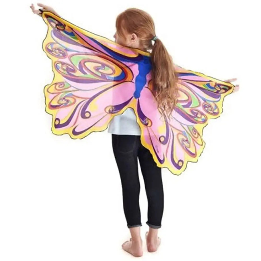 Colorful butterfly elf stage costume for kids featuring vibrant wings and intricate designs