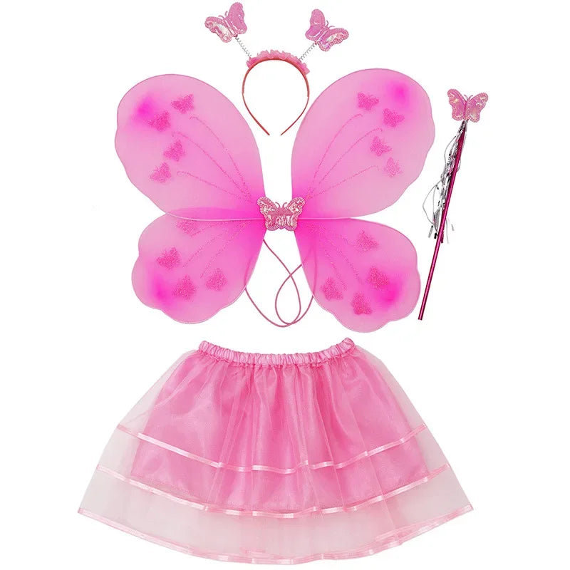 EtherealBe butterfly princess costume for kids featuring a pink tutu, wings, and matching accessories