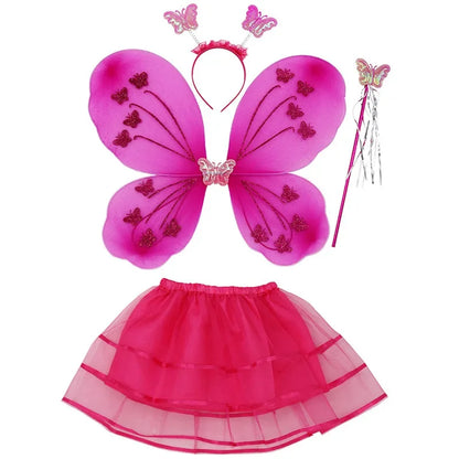 Adorable butterfly princess costume for kids featuring pink wings, wand, and headband for imaginative play