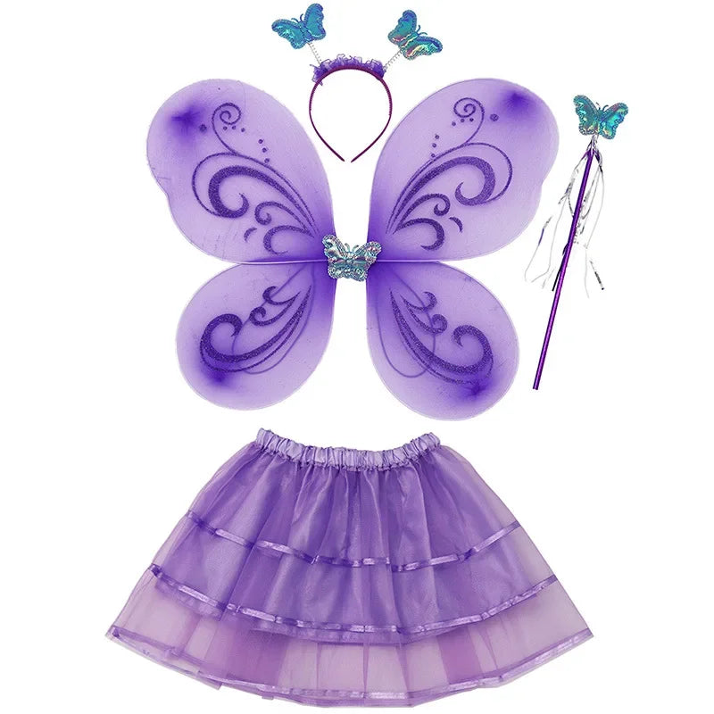 EtherealBe butterfly princess costume for kids including wings, tiara, and wand in purple and teal