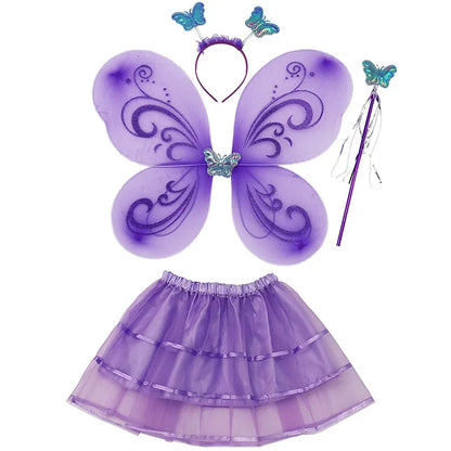 EtherealBe butterfly princess costume for kids including wings, tiara, and wand in purple and teal