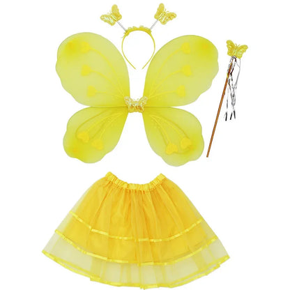 EtherealBe butterfly princess costume for kids featuring yellow wings, skirt, and headband