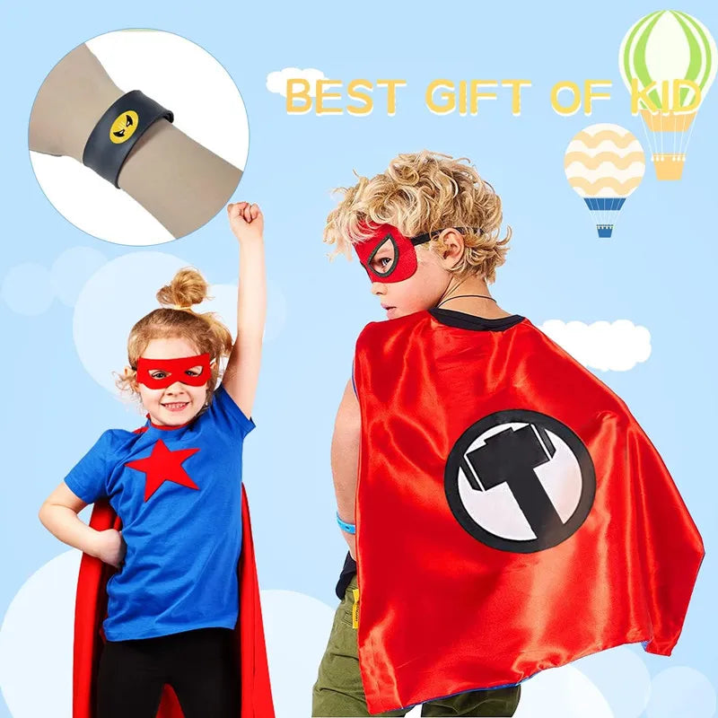 EtherealBe Captain America costume for kids featuring a red cape and superhero accessories for imaginative play