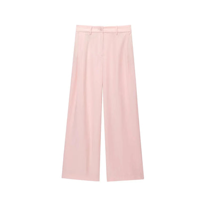 EtherealBe casual chic office lady pantsuit in soft pink with wide leg design for a modern professional look