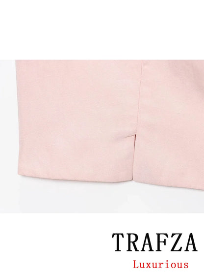 EtherealBe casual chic office lady pantsuit in soft pink with tailored fit for stylish office wear