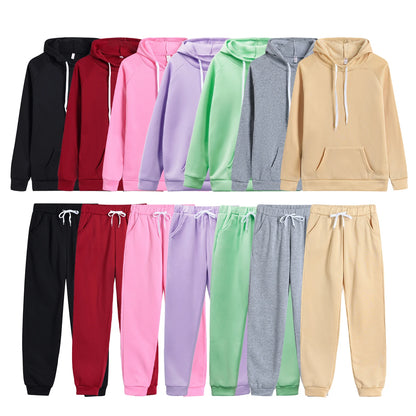 Assorted colors of casual fleece 2 piece hoodie outfits for women including hoodies and sweatpants