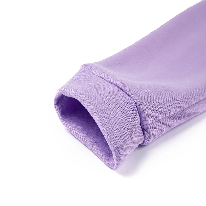 Close-up of the sleeve detail on EtherealBe casual fleece 2 piece hoodie outfits for women in lavender