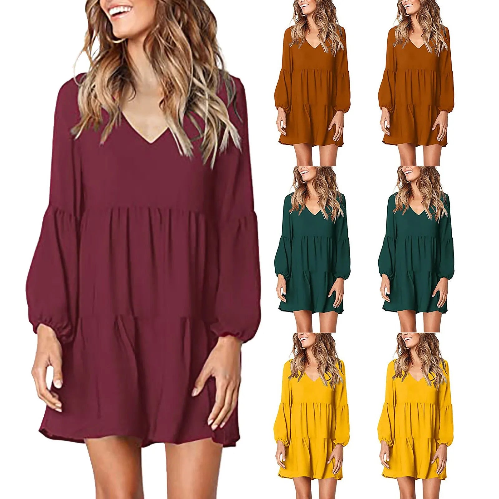 EtherealBe casual long sleeve v neck dress available in multiple colors for a stylish look