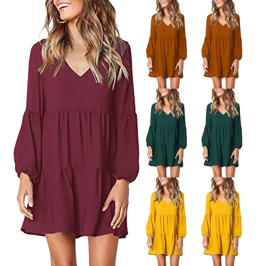 EtherealBe casual long sleeve v neck dress available in multiple colors for a stylish look